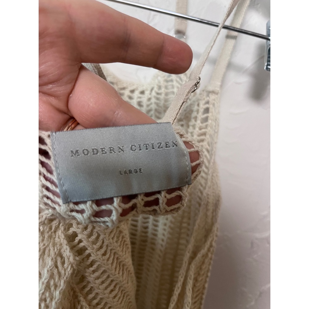 MODERN CITIZEN Knit Open Weave Tank Top Beige‎ Cotton Adjustable Straps Size L - Picture 5 of 5